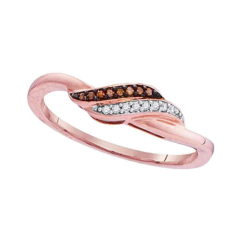 10k Rose Gold Women's Red Diamond Slender Crossover Ring - FREE Shipping (US/CA)-Gold & Diamond Fashion Rings-5-JadeMoghul Inc.