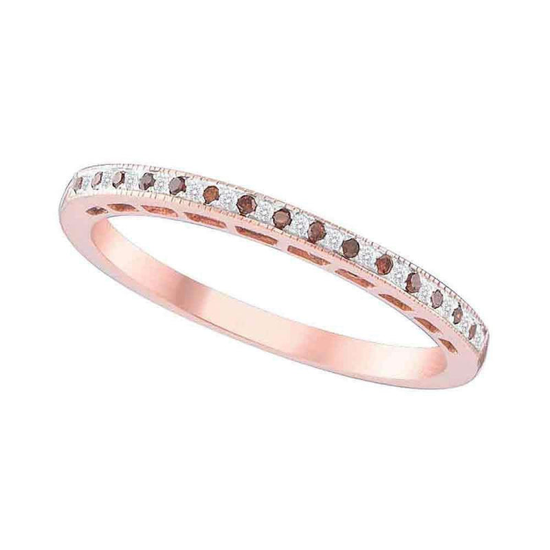 10k Rose Gold Women's Red Diamond Slender Ring - FREE Shipping (US/CA)-Gold & Diamond Bands-9-JadeMoghul Inc.