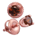 10k Rose Gold Women's Red Diamond Solitaire Earrings - FREE Shipping (US/CA)-Gold & Diamond Earrings-JadeMoghul Inc.