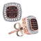 10k Rose Gold Women's Red Diamond Square Cluster Earrings - FREE Shipping (US/CA)-Gold & Diamond Earrings-JadeMoghul Inc.