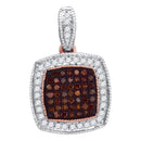 10k Rose Gold Women's Red Diamond Square Cluster Pendant - FREE Shipping (US/CA)-Gold & Diamond Pendants & Necklaces-JadeMoghul Inc.