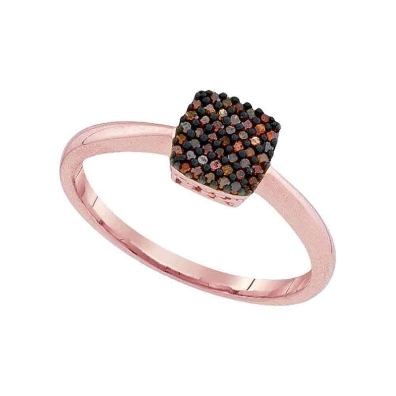 10k Rose Gold Women's Red Diamond Square Cluster Ring - FREE Shipping (US/CA)-Gold & Diamond Cluster Rings-5-JadeMoghul Inc.