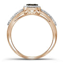 10k Rose Gold Women's Red Diamond Square Cluster Twist Ring - FREE Shipping (US/CA)-Rings And Bands-5-JadeMoghul Inc.