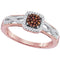 10k Rose Gold Women's Red Diamond Square Cluster Twist Ring - FREE Shipping (US/CA)-Rings And Bands-5-JadeMoghul Inc.