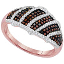10k Rose Gold Women's Red Diamond Striped Ring - FREE Shipping (US/CA)-Rings And Bands-5-JadeMoghul Inc.