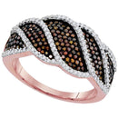 10k Rose Gold Women's Red Diamond Striped Ring - FREE Shipping (US/CA)-Rings And Bands-5-JadeMoghul Inc.