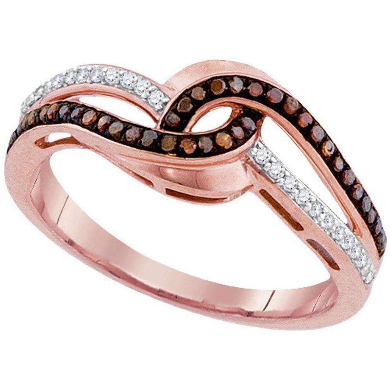 10k Rose Gold Women's Red Diamond Swirl Ring - FREE Shipping (US/CA)-Rings And Bands-5-JadeMoghul Inc.