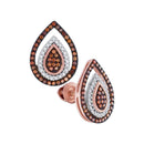 10k Rose Gold Women's Red Diamond Teardrop Cluster Earrings - FREE Shipping (US/CA)-Gold & Diamond Earrings-JadeMoghul Inc.