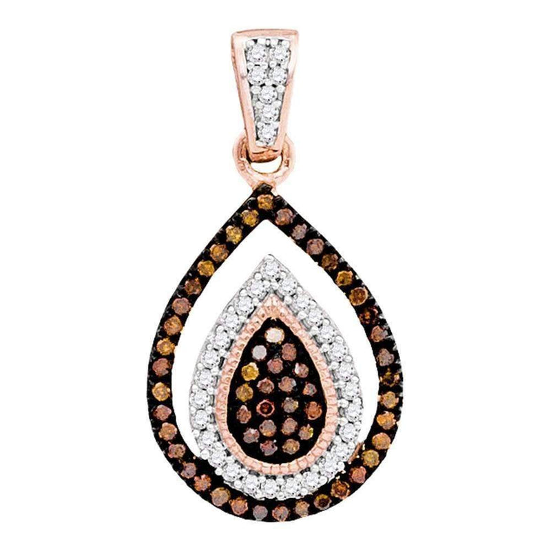 10k Rose Gold Women's Red Diamond Teardrop Cluster Pendant - FREE Shipping (US/CA)-Gold & Diamond Pendants & Necklaces-JadeMoghul Inc.