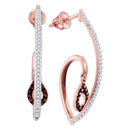 10k Rose Gold Women's Red Diamond Teardrop Dangle Earrings - FREE Shipping (US/CA)-Gold & Diamond Earrings-JadeMoghul Inc.