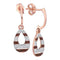 10k Rose Gold Women's Red Diamond Teardrop Dangle Earrings - FREE Shipping (US/CA)-Gold & Diamond Earrings-JadeMoghul Inc.