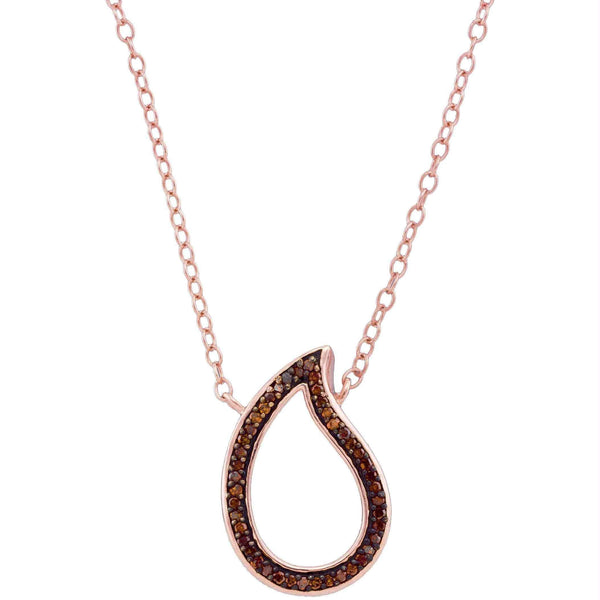 10k Rose Gold Women's Red Diamond Teardrop Pendant - FREE Shipping (US/CA)-Gold & Diamond Pendants & Necklaces-JadeMoghul Inc.