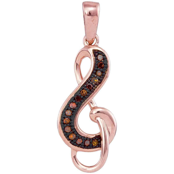 10k Rose Gold Women's Red Diamond Treble Clef Pendant - FREE Shipping (US/CA)-Gold & Diamond Pendants & Necklaces-JadeMoghul Inc.