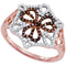 10k Rose Gold Women's Red Diamond Triple Heart Cluster Ring - FREE Shipping (US/CA)-Gold & Diamond Heart Rings-5-JadeMoghul Inc.
