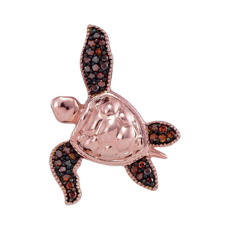 10k Rose Gold Women's Red Diamond Turtle Pendant - FREE Shipping (US/CA)-Gold & Diamond Pendants & Necklaces-JadeMoghul Inc.