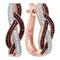 10k Rose Gold Women's Red Diamond Woven Hoop Earrings-Gold & Diamond Earrings-JadeMoghul Inc.