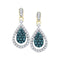 10k Rose Gold Women's Round Blue Diamond Teardrop Dangle Earrings - FREE Shipping (US/CA)-Gold & Diamond Earrings-JadeMoghul Inc.