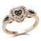 10k Rose Gold Women's Round Brown Diamond Heart Cluster Ring - FREE Shipping (US/CA)-Gold & Diamond Heart Rings-6.5-JadeMoghul Inc.