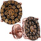 10k Rose Gold Women's Round Cognac-brown Diamond Circle Flower Cluster Earrings - FREE Shipping (US/CA)-Gold & Diamond Earrings-JadeMoghul Inc.