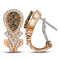 10k Rose Gold Women's Round Cognac-brown Diamond Cluster Hoop Earrings-Gold & Diamond Earrings-JadeMoghul Inc.