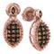 10k Rose Gold Women's Round Cognac-brown Diamond Dangle Earrings - FREE Shipping (US/CA)-Gold & Diamond Earrings-JadeMoghul Inc.