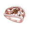 10k Rose Gold Women's Round Cognac-brown Diamond Filigree Ring - FREE Shipping (US/CA)-Gold & Diamond Bands-5-JadeMoghul Inc.