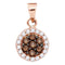 10k Rose Gold Women's Round Cognac-brown Diamond Flower Cluster Pendant - FREE Shipping (US/CA)-Gold & Diamond Pendants & Necklaces-JadeMoghul Inc.