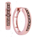 10k Rose Gold Women's Round Cognac-brown Diamond Hoop Earrings - FREE Shipping (US/CA)-Gold & Diamond Earrings-JadeMoghul Inc.