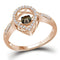 10k Rose Gold Women's Round Cognac-brown Diamond Solitaire Ring - FREE Shipping (US/CA)-Gold & Diamond Fashion Rings-7.5-JadeMoghul Inc.