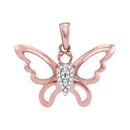 10k Rose Gold Women's Round Diamond Butterfly Pendant - FREE Shipping (US/CA)-Gold & Diamond Pendants & Necklaces-JadeMoghul Inc.