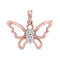 10k Rose Gold Women's Round Diamond Butterfly Pendant - FREE Shipping (US/CA)-Gold & Diamond Pendants & Necklaces-JadeMoghul Inc.