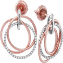 10k Rose Gold Women's Round Diamond Circle Dangle Earrings - FREE Shipping (US/CA)-Gold & Diamond Earrings-JadeMoghul Inc.