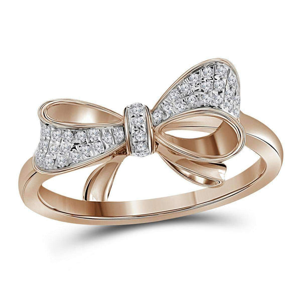 10k Rose Gold Women's Round Diamond Cluster Bow Ring - FREE Shipping (US/CA)-Gold & Diamond Fashion Rings-5-JadeMoghul Inc.