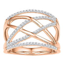 10k Rose Gold Women's Round Diamond Crossover Ring - FREE Shipping (US/CA)-Gold & Diamond Fashion Rings-JadeMoghul Inc.