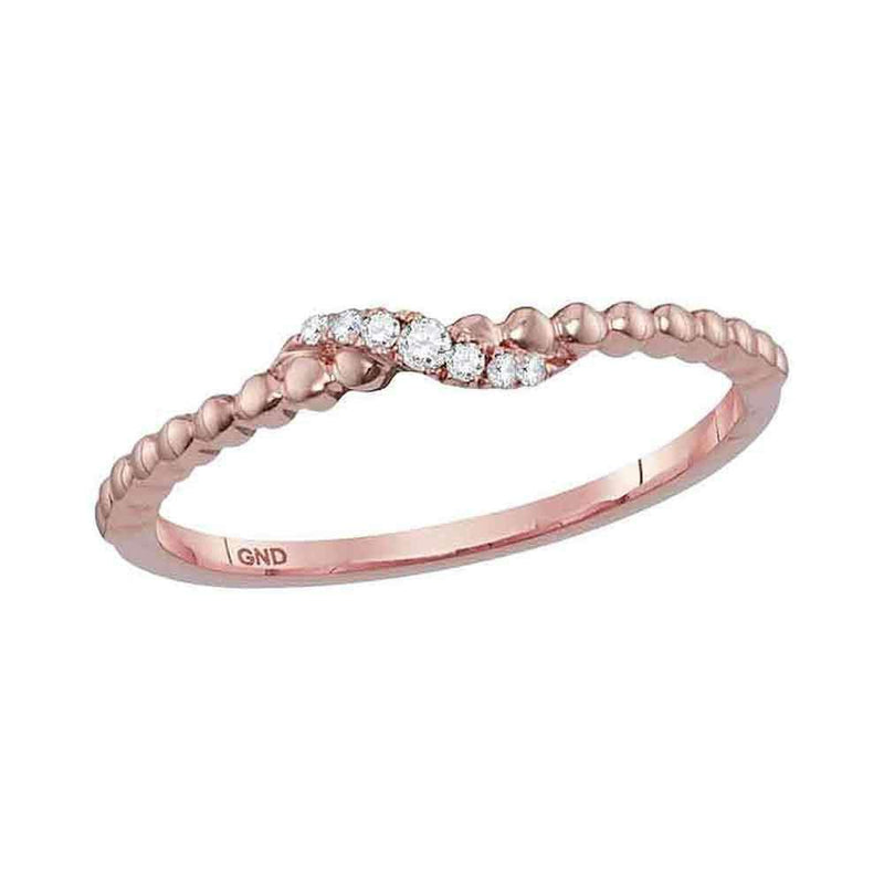 10k Rose Gold Women's Round Diamond Crossover Stackable Ring - FREE Shipping (US/CA)-Rings And Bands-7-JadeMoghul Inc.