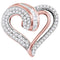 10k Rose Gold Women's Round Diamond Curled Heart Pendant-Gold & Diamond Pendants & Necklaces-JadeMoghul Inc.
