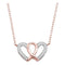 10k Rose Gold Women's Round Diamond Hearts Awareness Ribbon Pendant - FREE Shipping (US/CA)-Gold & Diamond Pendants & Necklaces-JadeMoghul Inc.