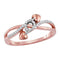 10k Rose Gold Women's Round Diamond Hearts Crossover Ring - FREE Shipping (US/CA)-Gold & Diamond Heart Rings-5-JadeMoghul Inc.
