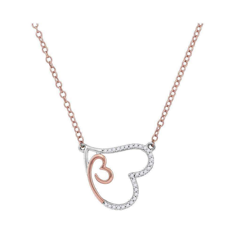 10k Rose Gold Women's Round Diamond Hearts Pendant - FREE Shipping (US/CA)-Gold & Diamond Pendants & Necklaces-JadeMoghul Inc.