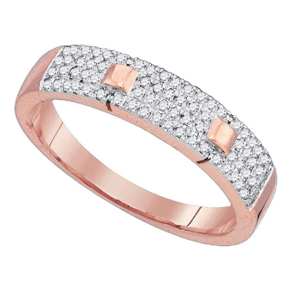 10k Rose Gold Women's Round Diamond Pave Ring - FREE Shipping (US/CA)-Gold & Diamond Bands-JadeMoghul Inc.