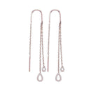 10k Rose Gold Women's Round Diamond Teardrops Dangle Threader Earrings - FREE Shipping (US/CA)-Gold & Diamond Earrings-JadeMoghul Inc.