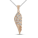 10k Rose Gold Women's Round Diamond Wing Pendant - FREE Shipping (US/CA)-Gold & Diamond Pendants & Necklaces-JadeMoghul Inc.