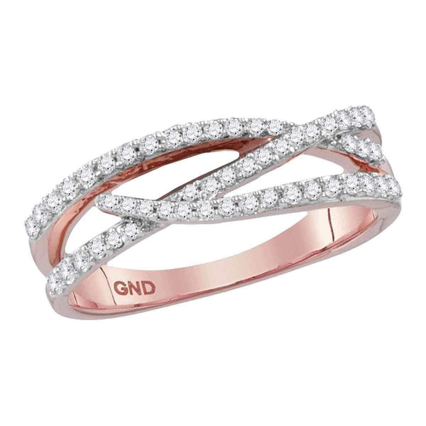 10k Rose Gold Women's Round Diamond Woven Ring - FREE Shipping (US/CA)-Gold & Diamond Bands-5.5-JadeMoghul Inc.