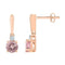 10k Rose Gold Women's Round Lab-Created Morganite Dangle Earrings-Gold & Diamond Earrings-JadeMoghul Inc.
