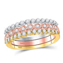 10k Tri-Tone Gold Women's Diamond 3-Piece Stackable Ring Set-Gold & Diamond Rings-JadeMoghul Inc.