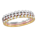 10k Tri-tone Gold Women's Diamond Ring - FREE Shipping (US/CA)-Gold & Diamond Bands-6.5-JadeMoghul Inc.