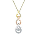 10k Tri-Tone Gold Women's Diamond Triple Teardrop Moving Twinkle Pendant-Gold & Diamond Pendants & Necklaces-JadeMoghul Inc.
