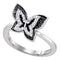 10k White Gold Black Diamond Women's Butterfly Ring - FREE Shipping (US/CA)-Gold & Diamond Rings-5-JadeMoghul Inc.