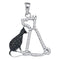 10k White Gold Black Enhanced Diamond Cat Pendant - FREE Shipping (US/CA)-Gold & Diamond Pendants & Necklaces-JadeMoghul Inc.