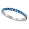 10k White Gold Blue Color Enhanced Pave Diamond Women's Slender Wedding Anniversary Band Ring 1/2 Cttw-Gold & Diamond Rings-JadeMoghul Inc.